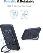 Baseus PicoGo Magnetic Power Bank, Qi2 Certified 15W Ultra-Fast Wireless Portable Charger with Stand, Ultra-Slim 5000mAh Battery Pack for iPhone 17 Pro Max 16/15/14/13/12