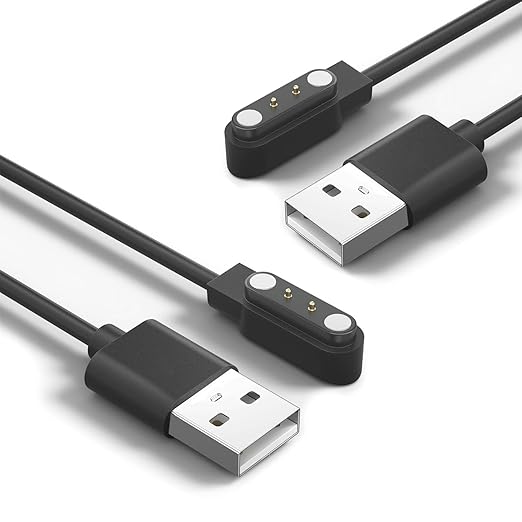 [2-Pack] Gloryfit Wacth Charger for Puqo T80/Cillso T80/Csasan T70/Matast T60 Magnetic USB Charging Cable, Compatible with T80 T70 T60 Smart Watch Charger (Black&Black)