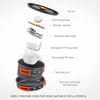 Camping Cookware Mess Kit – 12 PCS Lightweight Camping Cooking Set with Pots, Pans & Utensils – Compact Backpacking Cookware Gear – Portable Camp Kitchen Equipment for Hiking & Outdoor Stove Use