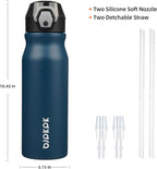 BJPKPK Water Bottle With Straw 25oz Insulated Water Bottles Reusable Stainless Steel Metal Thermo With Leak Proof Lockable Lid And Carry Handle,Navy Blue