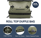 Haimont Large Waterproof Duffel Backpack Roll-Top Heavy Duty Dry Duffle Bag for Boating, Travel, Motorcycle, Kayaking, Camping, 60L