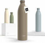 LARS NYSØM Stainless Steel Insulated XL Water Bottle 12 oz 17 oz 25 oz 34 oz 51 oz | Insulated Thermo Flask for Hot and Cold Beverages | Leakproof Drinking Bottle (Taupe Brown, XL 50.7 oz)