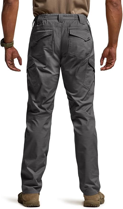 CQR Men's Flex Ripstop Tactical Pants, Water Resistant Stretch Cargo Pants, Lightweight EDC Hiking Work Pants