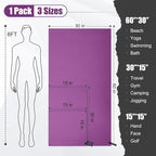 Quick Dry Travel Towel, 3 Sizes 1 Pack Camping Microfiber Towel, Lightweight Fast Drying Towels Set 60"x30", 30"x15", 15"x15" w/Bag for Gym, Beach, Hiking, Swimming, Purple