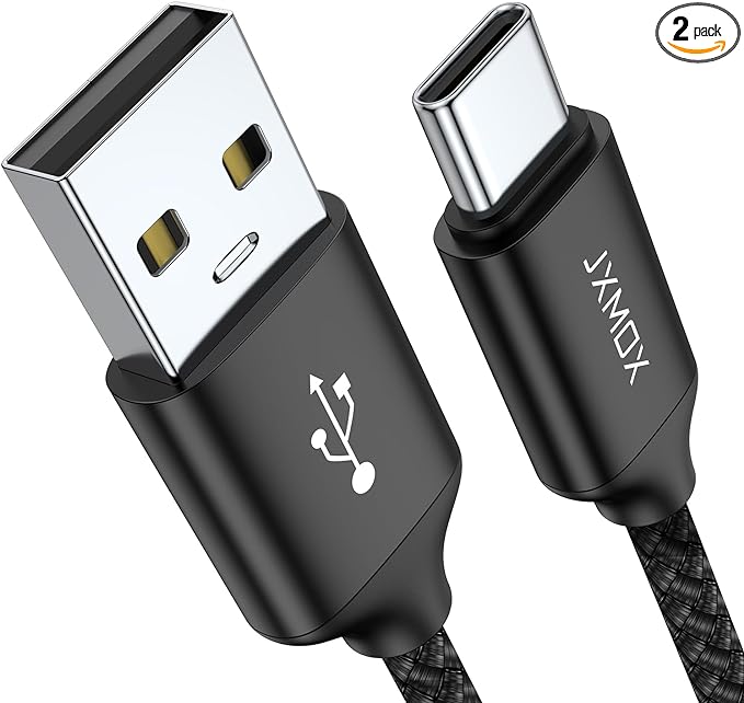 JXMOX USB C Cable,USB A to Type C 3A Fast Charging (10ft 2-Pack) Long Charger Cord Compatible with iPhone 15 16 Pro Max Plus,Samsung Galaxy S20 S10 S9 S8,Note 9 10,A50 A51 A60 A71,Moto Z2 Z3 (Black)