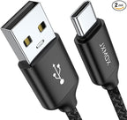 JXMOX USB C Cable,USB A to Type C 3A Fast Charging (10ft 2-Pack) Long Charger Cord Compatible with iPhone 15 16 Pro Max Plus,Samsung Galaxy S20 S10 S9 S8,Note 9 10,A50 A51 A60 A71,Moto Z2 Z3 (Black)