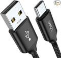 USB Type C Cable,USB A to USB C 3A Fast Charging (3.3ft 2-Pack) Braided Charge Cord Compatible with iPhone 15 16 Pro Max,Samsung Galaxy S20 S10 S9 S8,Note 9 8,A11 A20 A51,LG G7 V35,Moto Z2 Z3 (Black)