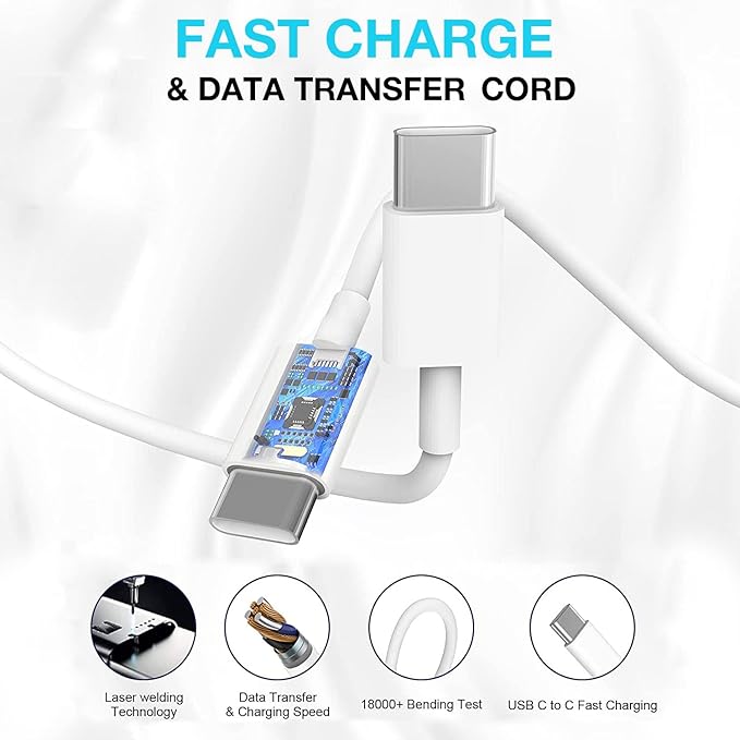 Long USB C Cable for iPhone 16 15 Charger,2Pack 20W USB C Charger Block i Phone 16 Pro Fast Charging 6FT C to C Cord Cable for iPhone 16/16 Pro/16 Plus/16 Pro Max/15/15 Plus/15 Pro Max/15 Pro/iPadPro