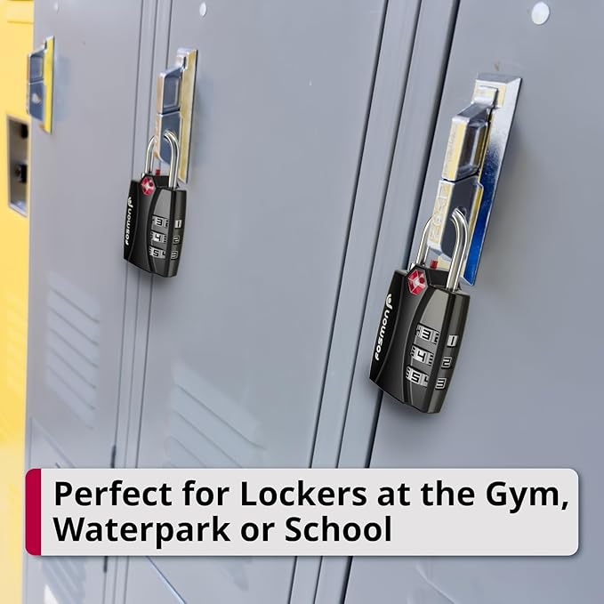 Fosmon TSA Approved Locks for Luggage. Suitcase Locks with Open Alert Indicator, 3 Digit Combination Padlock with Alloy Body for Travel, Backpack Zipper Anti Theft, Locker, Gym, Gun Case, Tent
