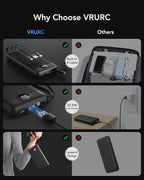 VRURC Portable Charger, 22.5W Power Bank 10000mAh, USB-C Cable in & Out Fast Charging Battery Pack, Compact Travel Essential 4 Outputs 3 Inputs for iPhone 16 15 14 13,Samsung, Android etc-Black