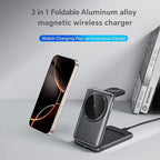 Wireless Charging Station,3 in 1 Charging Stand Made for Apple Watch Ultra 10 9 8 7 6 SE 5 4 3,Fast Wireless Charger Made for iPhone 17/Air/16/15/14/13/12/11/X,for AirPods Pro
