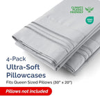 CGK Unlimited Queen Size Microfiber Pillowcase Set of 4 - Soft, Premium Quality, Machine Washable, 20x40, 20x36 & 20x48 Pillows for Sleeping - Steel Blue