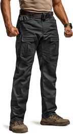 CQR Men's Flex Ripstop Tactical Pants, Water Resistant Stretch Cargo Pants, Lightweight EDC Hiking Work Pants