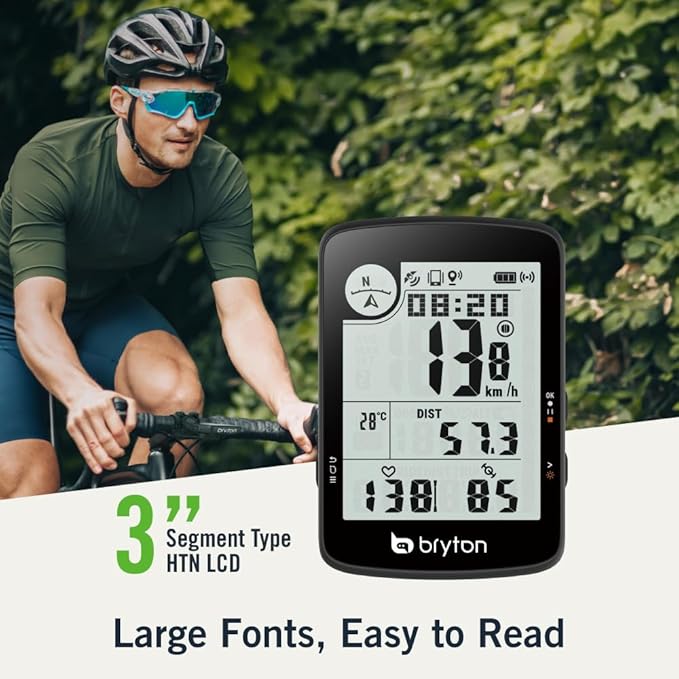 Bryton Rider 17 3.0 inch LCD Screen Wireless GPS Bike/Cycling Computer, Compatible with Bike Radar, 25hrs Long Battery Life, Bluetooth, Waterproof, Live Track