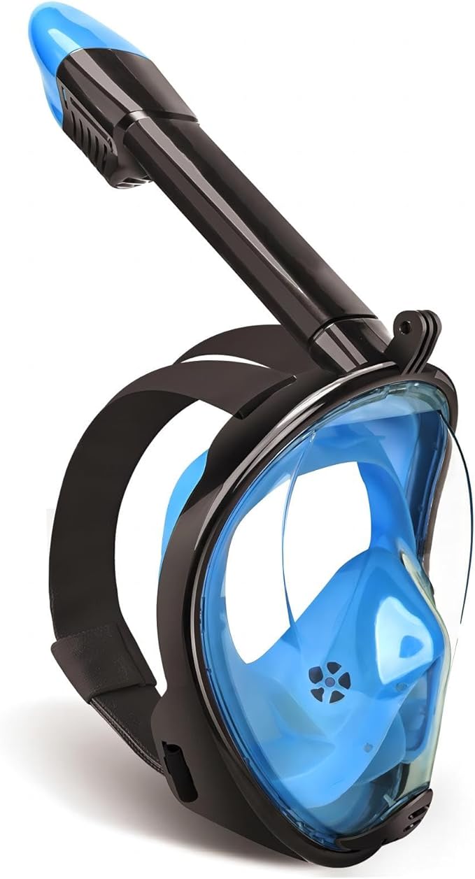 Full Face Snorkel Mask Adults with Dry Top System, Detachable Camera Mount, 180 Panoramic Anti-Fog Anti-Leak Diving Mask for Adult and Kids