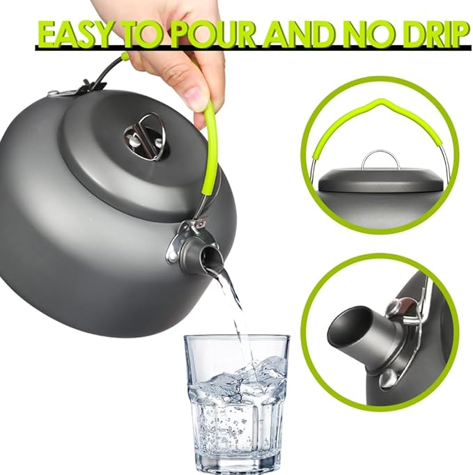 Gutsdoor Outdoor Camping Kettle for Boiling Water, 1.1L Aluminum Camping Tea Kettle, Portable Lightweight Teapot Coffee Pot for Camping Backpacking