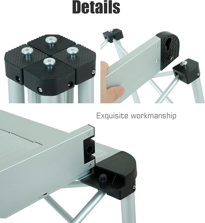 iClimb Lightweight Stable Alu. Folding Square Table Roll Up Top with Carry Bag for Camping Picnic Backyards BBQ Camp Kitchen (Silver, M)