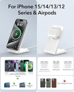 2 Pack MagSafe-Compatible Charger Stand with 20W USB C Charger Block & USB C Cable x2, Fast Charging Wireless Charger Compatible with iPhone 17 Pro Max 16 15 14 13 12 Series, AirPods Pro 3/4/3, White