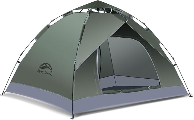 Happy Travel 1/2/3/4 Person Camping Tent, Instant Easy Pop Up Tents for Camping,Automatic Waterproof Family Camping Tent, Easy Set Up Tent,Portable Windproof Dome Tent for Camping Hiking & Traveling