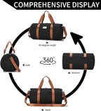 Gym Bags for Men with Side Pocket, 38L Sports Gym Duffle Bag with Adjustable Strap&Shoe Compartment, Large Waterproof Sport Duffel Bags for Travel, Sports, Fitness&Workout(Black/Brown)