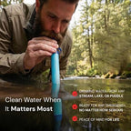 Personal Water Filter - Emergency Water Filter Straw, Portable Water Filtration System - 400 Gallon Capacity for Camping, Hiking, Backpacking & Travel - Includes 480ML Reservoir & Tube (1)