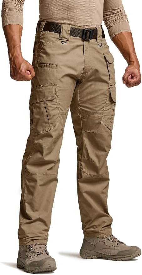 CQR Men's Tactical Pants, Water Resistant Ripstop Cargo Pants, Lightweight EDC Work Hiking Pants, Outdoor Apparel