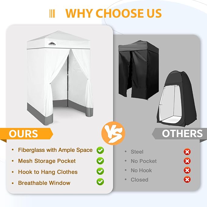 EAGLE PEAK Flex Ultra Compact 4x4 Pop-up Canopy, Sun Shelter, Changing Room, Portable Privacy Canopy Cabana for Pool, Fashion Photoshoots, or Camping, White