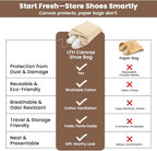 LFH Cotton Shoe Storage Bags with Drawstring, Dustproof Breathable Reusable Organizer, Perfect For Travel, Dorm, Hotel, College, Gym, Easy to Carry, Machine Washable 12"x17" (Pack of 6) - Natural