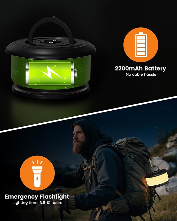 Camping String Lights, Retractable 32.8ft RGB Flash Lamp, Rechargeable Fairy LED Rope Lights Outdoor Waterproof, Portable Hanging Lantern for Outside Tent Patio Awning Garden RV Essentials