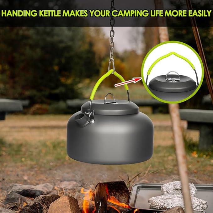 Gutsdoor Outdoor Camping Kettle for Boiling Water, 1.1L Aluminum Camping Tea Kettle, Portable Lightweight Teapot Coffee Pot for Camping Backpacking