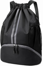 Hoedia Sports Drawstring Backpack - String Swim Gym Bag with Shoes Compartment and Wet Proof Pocket for Women and Men
