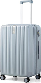 Hanke 24 Inch Expandable Checked Luggage Lightweight PC Hard Shell Luggage Suitcases with Wheels Travel Luggage Rolling Large Suitcase Travel Luggage Bag for Go to University.(Gray)