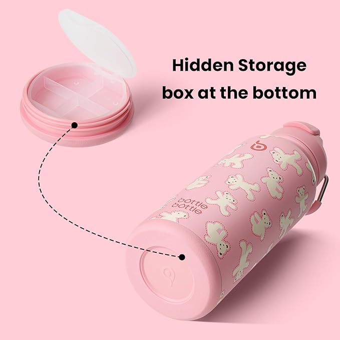 BOTTLE BOTTLE 32oz Insulated Water Bottle Stainless Steel Sport Water Bottle with Straw Dual-use Lid Design for Gym with Pill Box