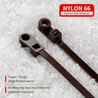 200 PCS 8 inch Brown Zip Ties with Screw Hole 70lbs Mountable head Cable Ties Straps Multipurpose Heavy Duty Nylon Cable Zip Ties with Screw Mounting Hole