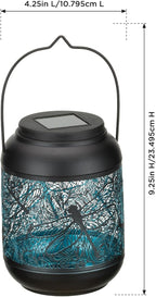 Regal Art & Gift Solar Lantern Outdoor, Waterproof Garden Décor, Ideal Gift for Women, Mom, Grandma – Hanging Metal Solar Lights for Yard, Patio, Backyard, Porch, Multi, Dragonfly, Small
