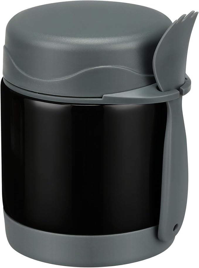 10oz Soup Thermo for Hot Food Kids Insulated Food Jar,Thermo Hot Food Lunch Container, Width Mouth Stainless Steel Lunch Box for Kids with Spoon (Black)