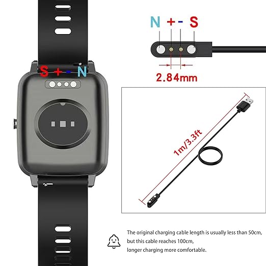 VeryFit Smartwatch Charger, Fit for ID208, GTX20, IDW13/15/16/17, IDW19/20/25/26/28 and More, Replacement Magnetic USB Cable for Fast and Easy Charging, 3.3 ft, (ID-Cable)