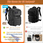 Military Tactical Backpack 45L Large Tactical Backpack for Men, Hiking Rucksack With Bottle Holder
