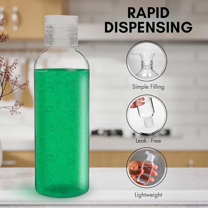 6 Pack Travel Bottles - Travel Containers for Toiletries - TSA Approved Size - Refillable Empty Plastic Bottles with 2 Labels, Funnels & Carry Bag - For Shampoo, Lotion, Conditioner, Sanitizer - 3.4oz
