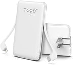 TG90° Portable Charger with AC Plug and Cables,5000mAh Slim Power Bank USB C Battery Pack,3 Outputs USB-C Fast Charging, Pocket Friendly Battery Travel Charger Compatible with iPhone Android Devices