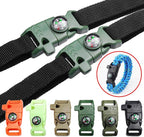 6Pack Assorted 5/8 Inch Compass Whistle Buckles Plastic Paracord Bracelet Outdoor Camping Emergency Survival Travel Kits