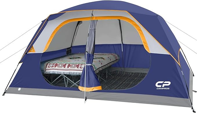 CAMPROS CP Tent 8 Person Camping Tents, Waterproof Windproof Family Tent with Top Rainfly, Large Mesh Windows, Double Layer, Easy Set Up, Portable with Carry Bag, for All Seasons