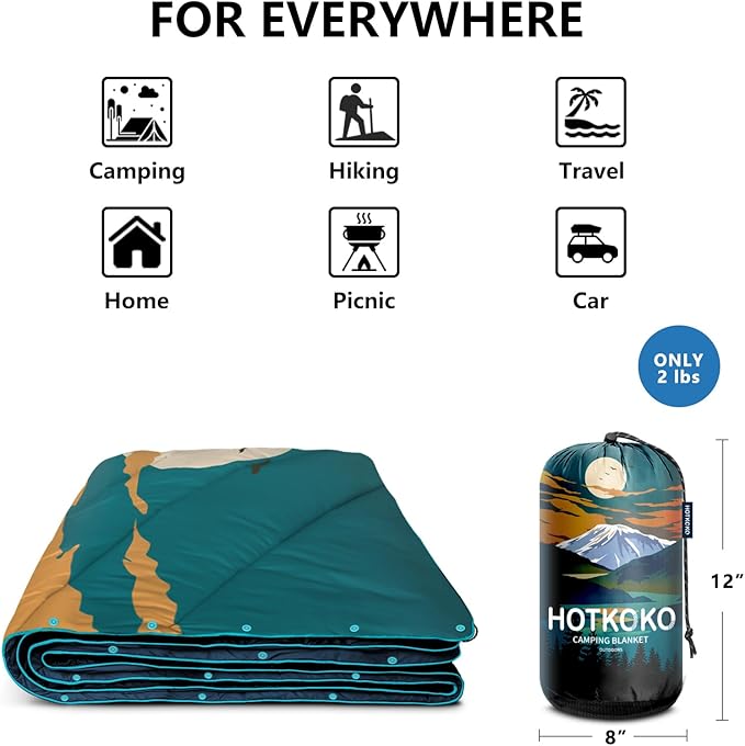 Camping Blanket,Lightweight Puffy Printed Camping Blanket Packable Outdoor Blanket for Camping,Traveling, Stadium, Hiking, Picnics
