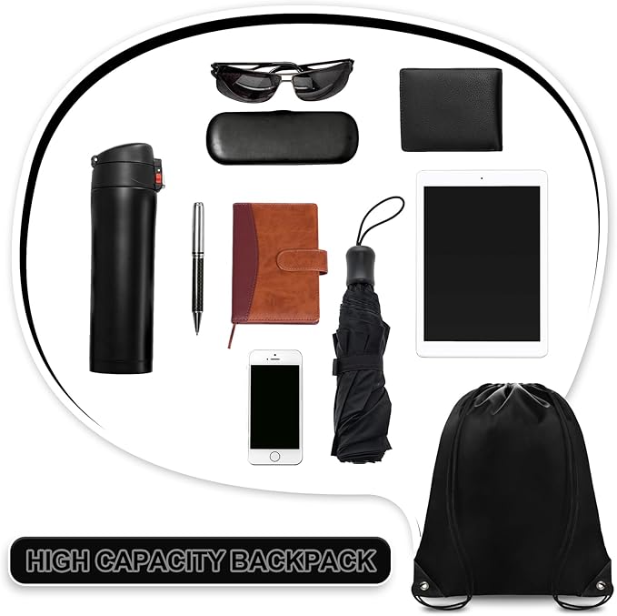 Grneric Drawstring Bags Bulk 14 Pcs Drawstring Backpack Bulk Cinch Bag Sackpack for Men Women Gym (Black)