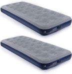 Camping Air Mattress Inflatable Air Bed Flocked Surface Travel Bed Sleeping Pad Air Bed for Outdoor Camping Tent Guest Travelling（Navy Blue,2 PCS）