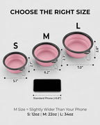 Collapsible Dog Bowls for Travel, 2-Pack Dog Portable Water Bowl for Dogs Cats Pet Foldable Feeding Watering Dish for Traveling Camping with Carabiners, BPA Free (Grey&Pink, Large)