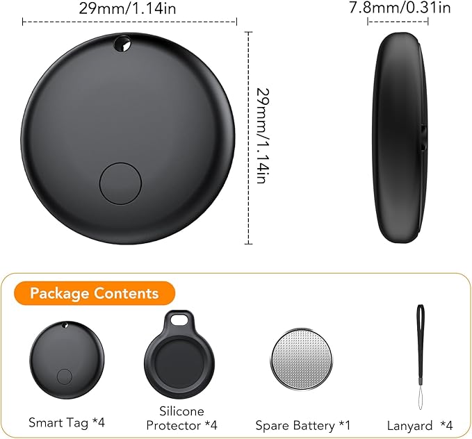 Android Air Tracker 4 Pack, Bluetooth Tracker Tags, Work with Google Find My Device App (Android Only), Smart Tags for Luggage, Wallet, Vehicles, Keys (Not for iOS)