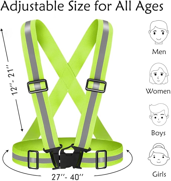 High Visibility Reflective Vest Safety Vest Running Reflective Gear Adjustable Reflective Vest for Walking,Jogging,Hiking,Night Cycling