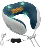 Medicane Neck Travel Pillow with Massage, Shiatsu Massager Cervical Pillows with Heat & Vibration, Ergonomic Memory Foam Comfortable Eye Mask, Perfect for Airplane, Car, Office, Home Use, Pain Relief