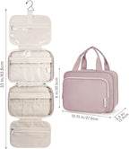 Narwey Hanging Toiletry Bag for Women Travel Makeup Bag Organizer Toiletries Bag for Travel Size Essentials Accessories Cosmetics (Dusty Rose (Medium))